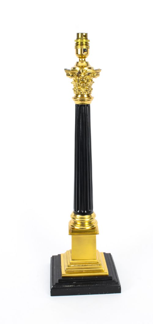Antique Regency Revival Corinthian Column Table Lamp Late 19th C

