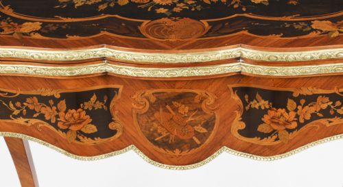 fig 6. Antique French Louis Revival Floral Marquetry Card Table 19th C