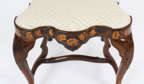 fig 7. Antique Pair Dutch Marquetry Walnut High Back Side Chairs Late 18th C