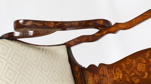 fig 8. Antique Set 12 Dutch Marquetry Walnut High Back Dining Chairs Late 18th C
