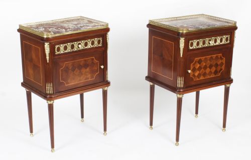 Antique Pair French Empire Style Bedside Cabinets 19th Century
