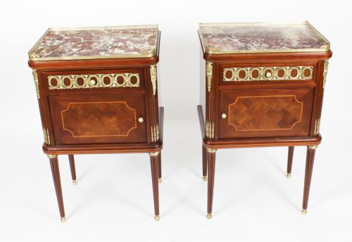 fig 1. Antique Pair French Empire Style Bedside Cabinets 19th Century
