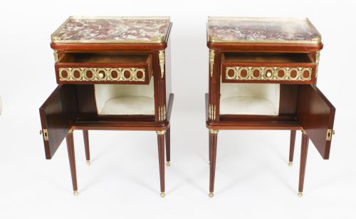 fig 2. Antique Pair French Empire Style Bedside Cabinets 19th Century
