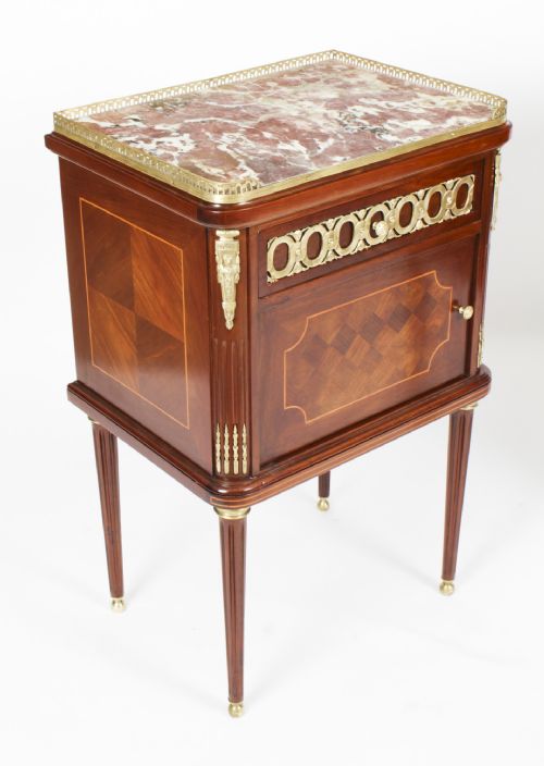 fig 3. Antique Pair French Empire Style Bedside Cabinets 19th Century
