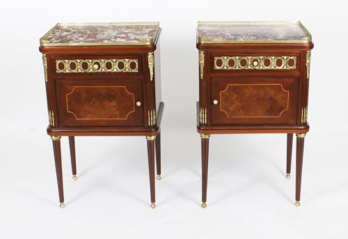 fig 6. Antique Pair French Empire Style Bedside Cabinets 19th Century
