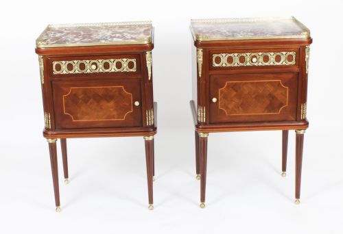 fig 7. Antique Pair French Empire Style Bedside Cabinets 19th Century
