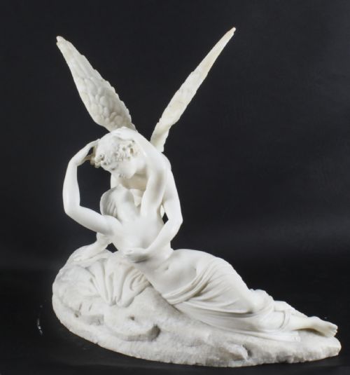 fig 3. Antique Carrara Marble Lovers Sculpture after Canova 19th Century
