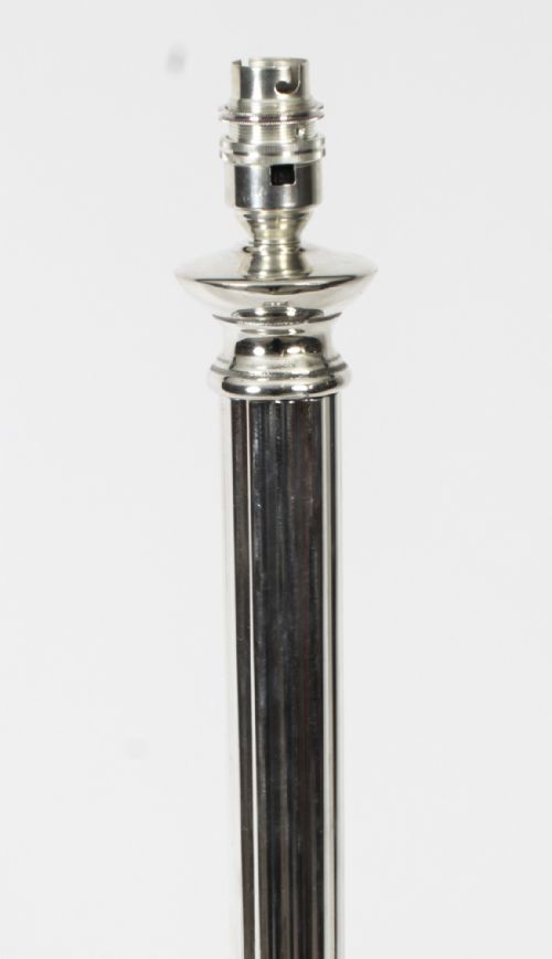 fig 2. Antique Large 2ft Victorian Silver Plated Doric Column Table Lamp 19th C