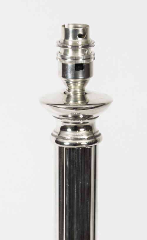 fig 3. Antique Large 2ft Victorian Silver Plated Doric Column Table Lamp 19th C