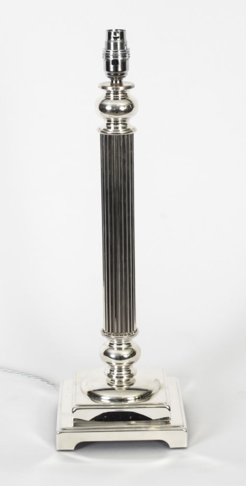 fig 1. Antique Victorian Silver Plated Doric Column Table Lamp 19th C