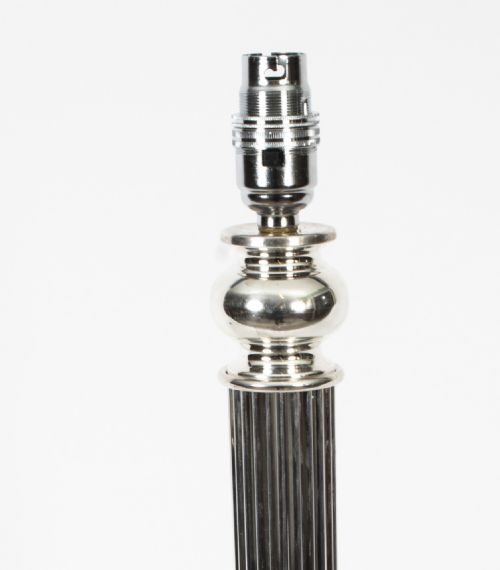 fig 3. Antique Victorian Silver Plated Doric Column Table Lamp 19th C