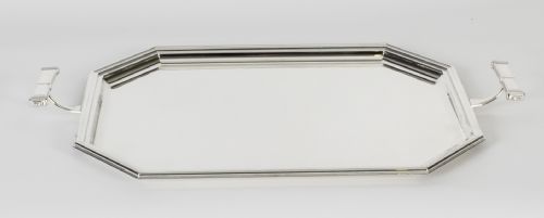 Antique English Art Deco Silver Plated Twin Handled Tray C1920
