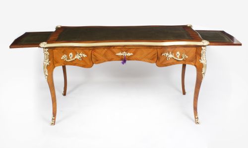 fig 2. Antique French Kingwood & Ormolu Mounted Bureau Plat Desk 19th C