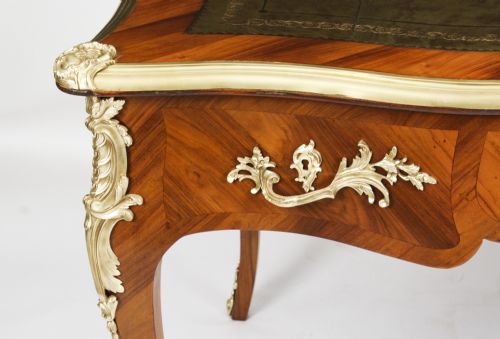 fig 7. Antique French Kingwood & Ormolu Mounted Bureau Plat Desk 19th C