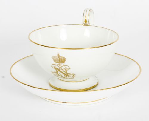fig 2. Antique Emperor Napoleon III Sevres Porcelain Cup Saucer & Sugar Bowl 19th C