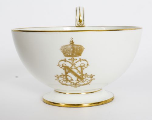 fig 3. Antique Emperor Napoleon III Sevres Porcelain Cup Saucer & Sugar Bowl 19th C