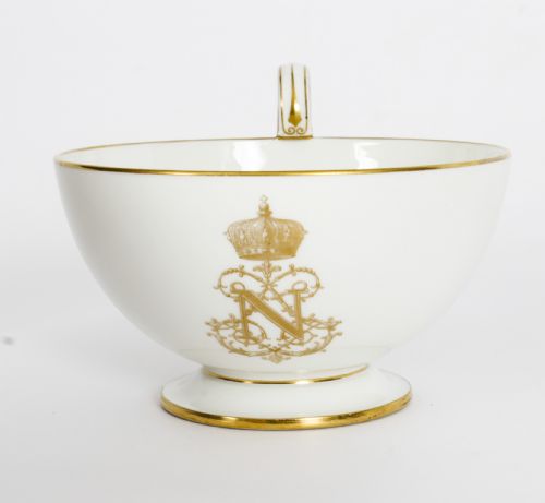 fig 4. Antique Emperor Napoleon III Sevres Porcelain Cup Saucer & Sugar Bowl 19th C
