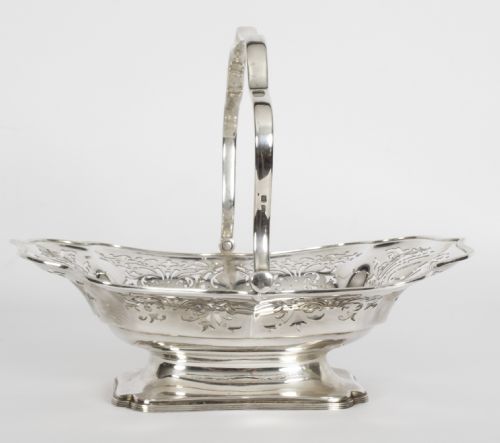 fig 1. Antique English Edward VII Sterling Silver Fruit Bread Basket Sheffield 1907