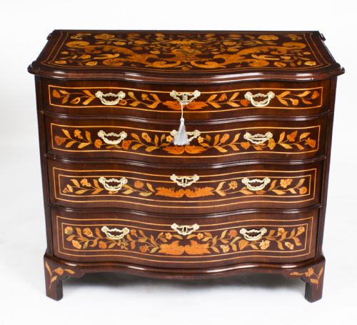 fig 1. Antique Dutch Marquetry Chest of Drawers 19th Century
