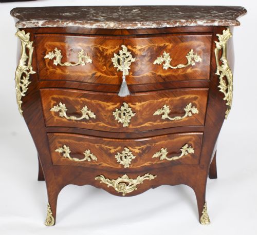 fig 1. Antique French Louis Revival Marquetry Commode 19th Century