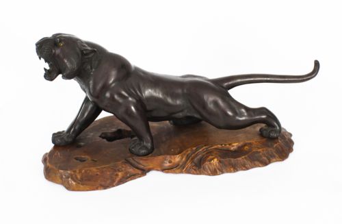 Antique Large Japanese Bronze Tiger Meiji Period 19th C

