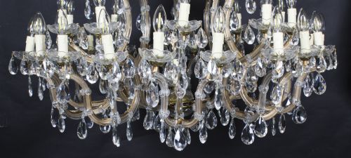 ANTIQUE PAIR ENGLISH 41 LIGHT BALLROOM CRYSTAL CHANDELIERS C1920 - ADDITIONAL PHOTO 5