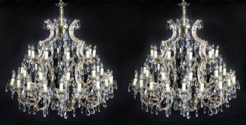 ANTIQUE PAIR ENGLISH 41 LIGHT BALLROOM CRYSTAL CHANDELIERS C1920 - ADDITIONAL PHOTO 13