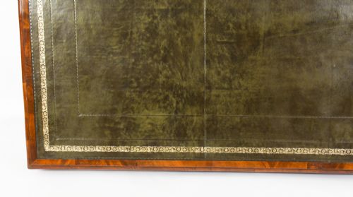 fig 3. Antique Victorian Burr Walnut Partners Pedestal Desk 19th C
