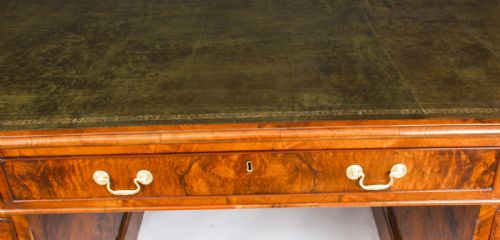 fig 5. Antique Victorian Burr Walnut Partners Pedestal Desk 19th C
