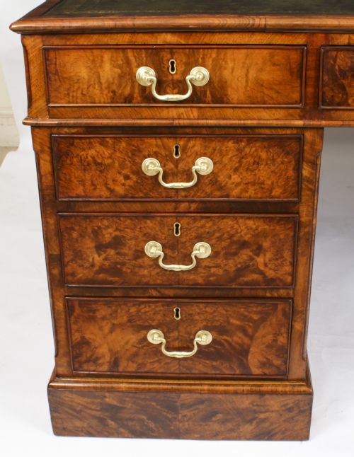 fig 6. Antique Victorian Burr Walnut Partners Pedestal Desk 19th C
