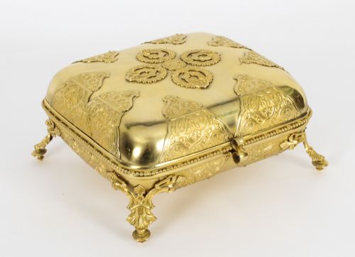 Antique Ormolu Pannelled Jewellery Casket C1870 19th C
