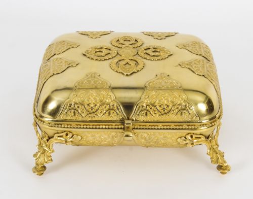 fig 1. Antique Ormolu Pannelled Jewellery Casket C1870 19th C
