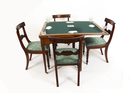 fig 4. Antique Victorian Pollard Oak Games Card Roulette Table 19th C
