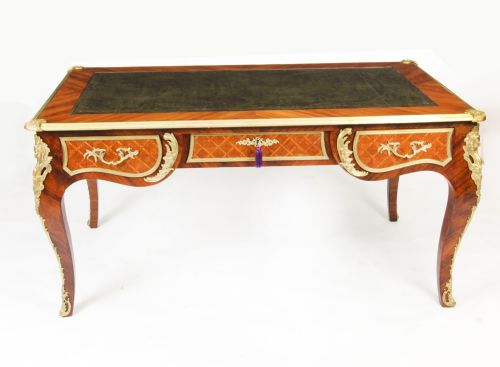 ANTIQUE LOUIS REVIVAL KINGWOOD ORMOLU MOUNTED BUREAU PLAT DESK 19TH C - ADDITIONAL PHOTO 1