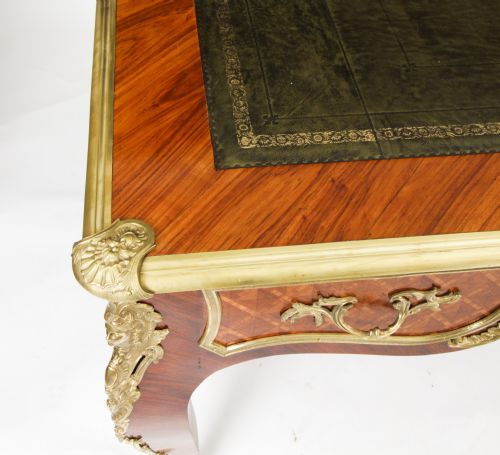 ANTIQUE LOUIS REVIVAL KINGWOOD ORMOLU MOUNTED BUREAU PLAT DESK 19TH C - ADDITIONAL PHOTO 4