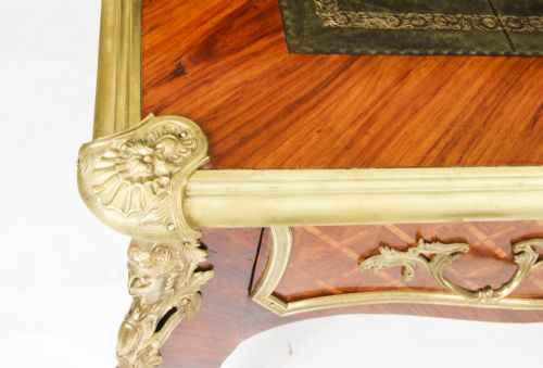 ANTIQUE LOUIS REVIVAL KINGWOOD ORMOLU MOUNTED BUREAU PLAT DESK 19TH C - ADDITIONAL PHOTO 6