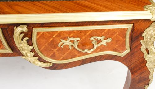 ANTIQUE LOUIS REVIVAL KINGWOOD ORMOLU MOUNTED BUREAU PLAT DESK 19TH C - ADDITIONAL PHOTO 8