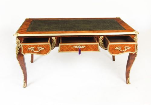 ANTIQUE LOUIS REVIVAL KINGWOOD ORMOLU MOUNTED BUREAU PLAT DESK 19TH C - ADDITIONAL PHOTO 16