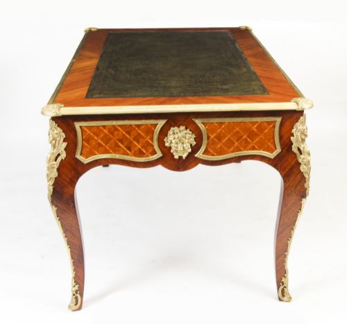 ANTIQUE LOUIS REVIVAL KINGWOOD ORMOLU MOUNTED BUREAU PLAT DESK 19TH C - ADDITIONAL PHOTO 18