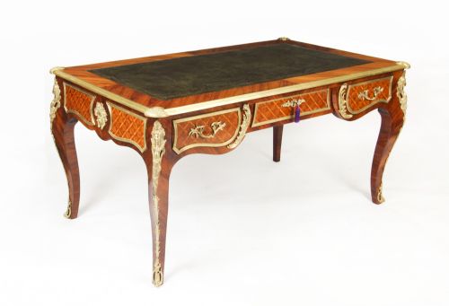 ANTIQUE LOUIS REVIVAL KINGWOOD ORMOLU MOUNTED BUREAU PLAT DESK 19TH C - ADDITIONAL PHOTO 25