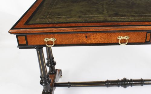 fig 2. Antique Victorian Amboyna and Burr Walnut Writing Table 19th C
