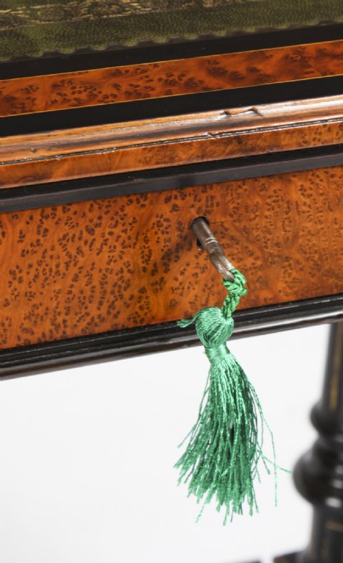 fig 3. Antique Victorian Amboyna and Burr Walnut Writing Table 19th C
