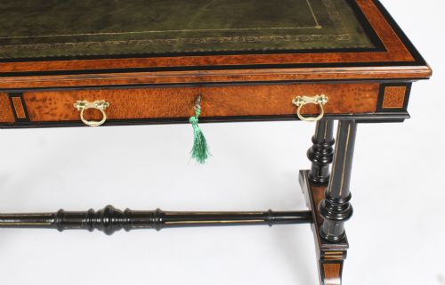 fig 4. Antique Victorian Amboyna and Burr Walnut Writing Table 19th C
