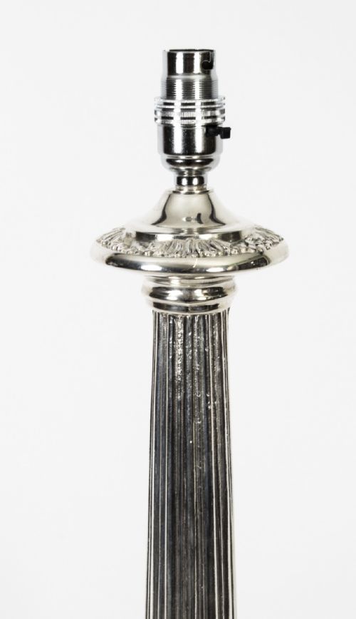 fig 3. Antique Victorian Silver Plated Doric Column Table Lamp c.1880 19th C
