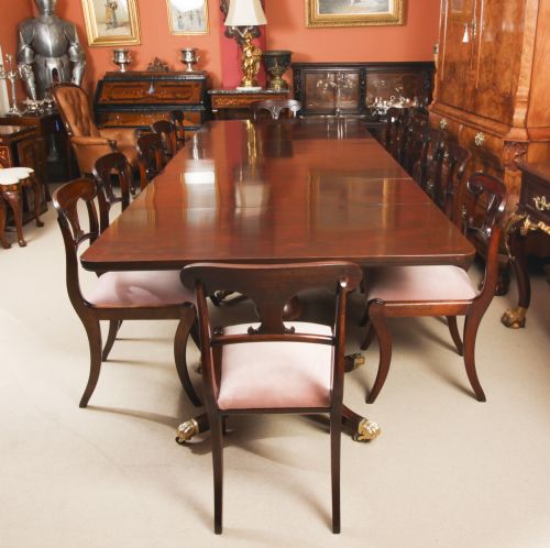 fig 2. Antique 11ft George III Regency Flame Mahogany Triple Pillar Dining Table 19th C
