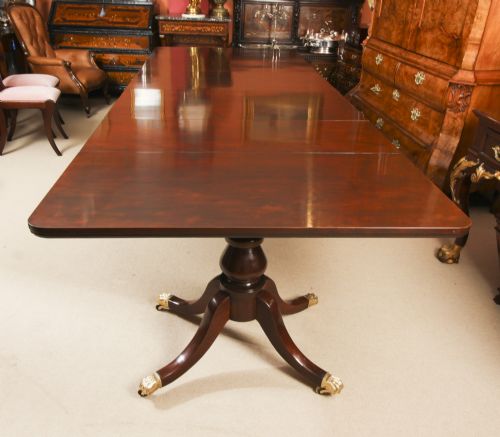 fig 3. Antique 11ft George III Regency Flame Mahogany Triple Pillar Dining Table 19th C
