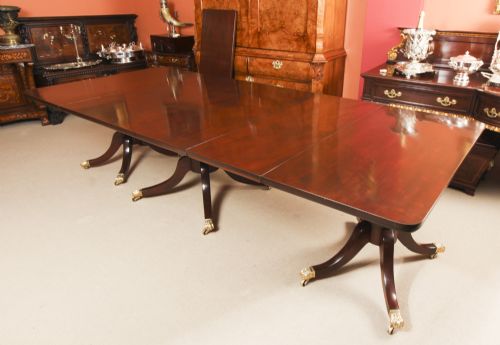fig 4. Antique 11ft George III Regency Flame Mahogany Triple Pillar Dining Table 19th C
