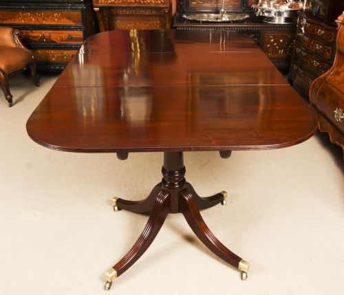 fig 2. Antique Regency Twin Pillar Flame Mahogany Dining Table C1820 19th C
