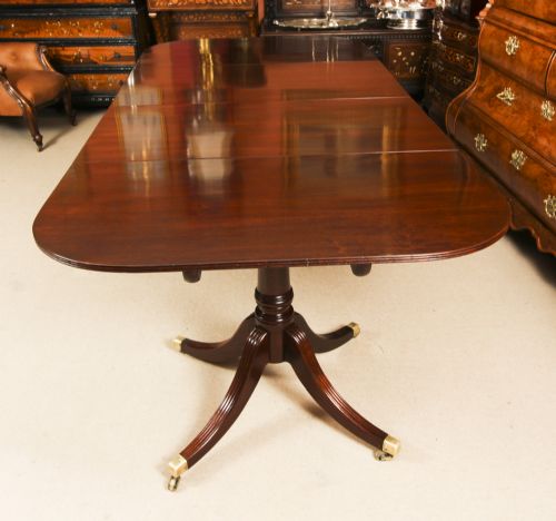 fig 4. Antique Regency Twin Pillar Flame Mahogany Dining Table C1820 19th C
