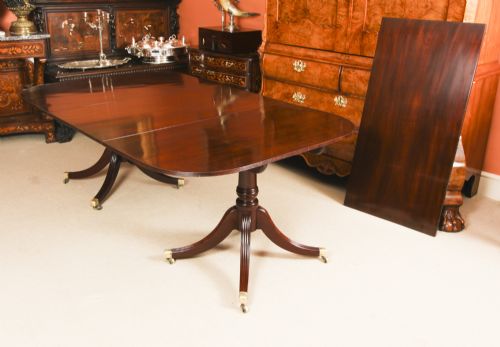 fig 5. Antique Regency Twin Pillar Flame Mahogany Dining Table C1820 19th C
